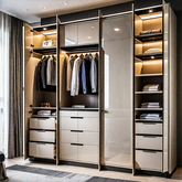 Trueliving 4 Cabinet Open wardrobe Laminated Finish & PU Finish (6Ft *2Ft *9Ft -1828.8MM X 609MM X 2743.2MM)